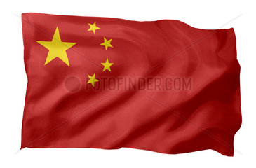 Fahne der Volksrepublik China (Motiv A; mit natuerlichem Faltenwurf und realistischer Stoffstruktur)