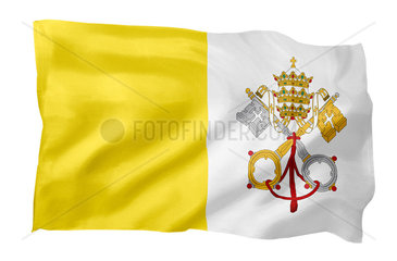 Fahne vom Vatikan (Motiv A; mit natuerlichem Faltenwurf und realistischer Stoffstruktur)