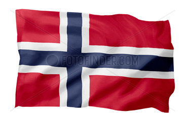 Fahne von Norwegen (Motiv A; mit natuerlichem Faltenwurf und realistischer Stoffstruktur)