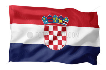 Fahne von Kroatien (Motiv A; mit natuerlichem Faltenwurf und realistischer Stoffstruktur)