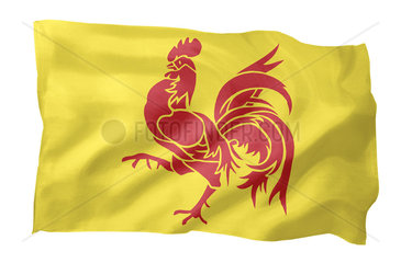 Landesfahne der Wallonie (Belgien) (Motiv A; mit natuerlichem Faltenwurf und realistischer Stoffstruktur)