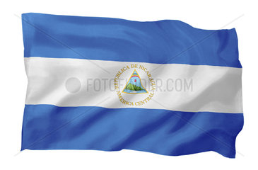 Fahne von Nicaragua (Motiv A; mit natuerlichem Faltenwurf und realistischer Stoffstruktur)