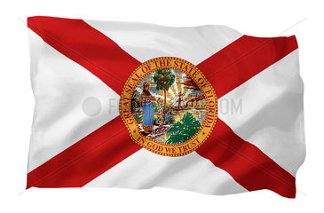 Landesfahne von Florida USA (Motiv A; mit natuerlichem Faltenwurf und realistischer Stoffstruktur)