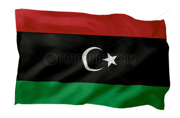 Fahne von Libyen von 1951 - Fahne der Revolution 2011 (Motiv A; mit natuerlichem Faltenwurf und realistischer Stoffstruktur)