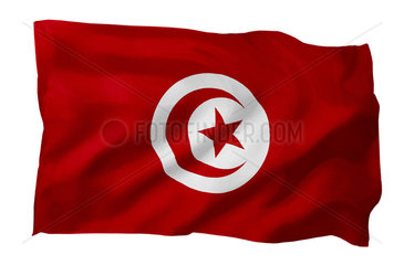 Fahne von Tunesien (Motiv A; mit natuerlichem Faltenwurf und realistischer Stoffstruktur)