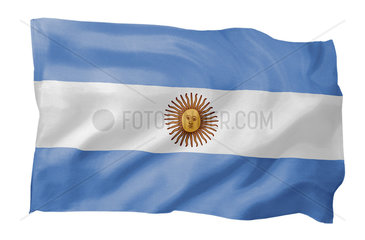 Fahne von Argentinien (Motiv A; mit natuerlichem Faltenwurf und realistischer Stoffstruktur)