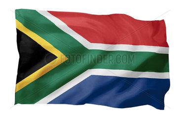 Fahne von Suedafrika (Motiv A; mit natuerlichem Faltenwurf und realistischer Stoffstruktur)