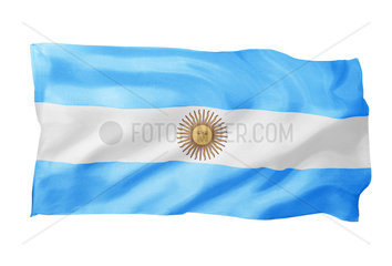 Fahne von Argentinien (Motiv B; mit natuerlichem Faltenwurf und realistischer Stoffstruktur)