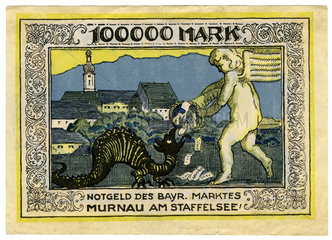 Notgeld aus Murnau  Bayern  100.000 Mark  1923