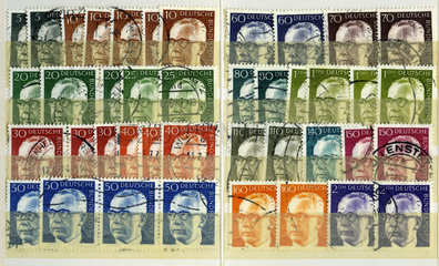 Briefmarkenserie Bundespraesident Gustav Heinemann  1970 bis 1973
