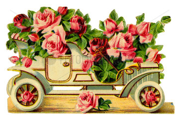 Symbol Oekoauto  Auto mit Blumen beladen  1908