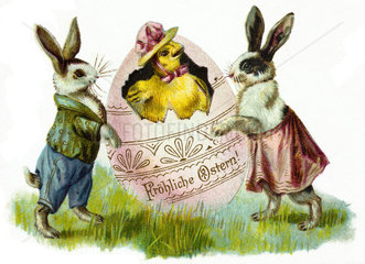 Froehliche Ostern  Osterhasen  um 1903