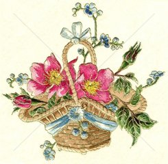 romantischer Blumenkorb  um 1908