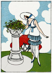 Dame mit Blumen  um 1912