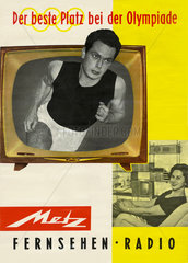Werbeplakat fuer Metz-Fernseher  zur Olympiade Rom 1960