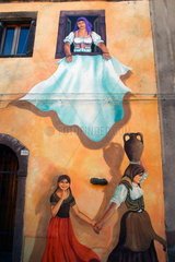 Italy. Sardinien  Wandmalerei in Tinnuri