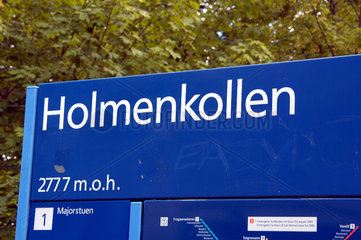U-Bahn Haltestelle zur Holmenkollen Schanze ausserhalb von Oslo  Norwegen.