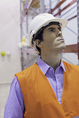 Technician inspecting industrial plant