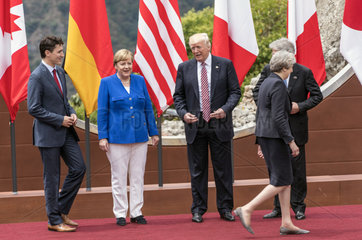Trudeau + Merkel + Trump + Gentiloni + May