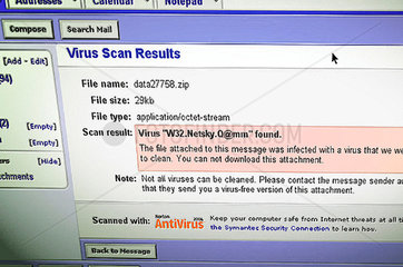 Virus Meldung bei einer E-Mail.