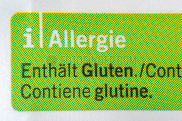 Deklaration fuer Allergiker auf einer Cornflakes-Packung: Enthaelt Gluten.