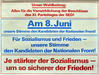 Wahlkampfparolen zur Volkskammerwahl 1986  DDR