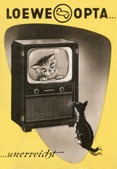 Werbung fuer Fernsehgeraete von Loewe-Opta  1955