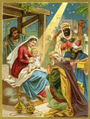 Heilige Drei Koenige  Heilige Familie  Weihnachtsbild  1898