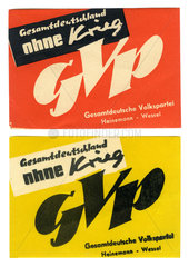 Gesamtdeutsche Volkspartei  Wahlwerbung  1953