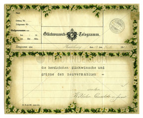 Glueckwunsch-Telegramm zur Hochzeit  1921