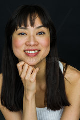 Young woman smiling cheerfully  portrait