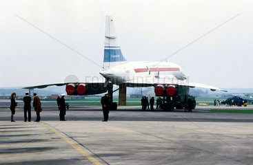 A French Concorde on the runway.