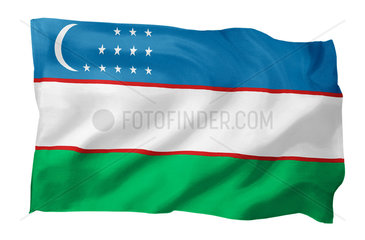 Fahne von Usbekistan (Motiv A; mit natuerlichem Faltenwurf und realistischer Stoffstruktur)