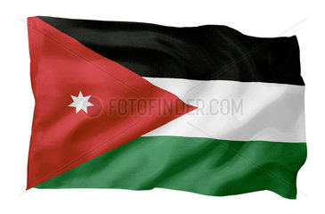 Fahne von Jordanien (Motiv A; mit natuerlichem Faltenwurf und realistischer Stoffstruktur)