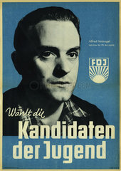 Wahlplakat  FDJ-Kandidat  Sowjetische Besatzungszone  1946