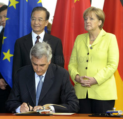Wen Jiabao + Loescher + Merkel