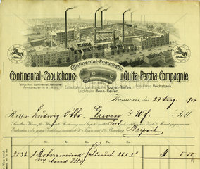 Continental Reifen  historische Rechnung  1904