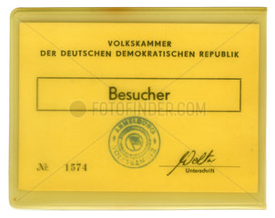 Besucher-Ausweis  Volkskammer der DDR  1990