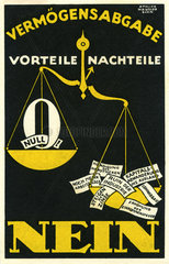 Plakat zur Vermoegensabgabe  Schweiz  1922