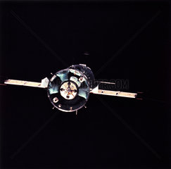 The Soviet Soyuz 19 spacecraft in orbit  Apollo/Soyuz Project  1975.