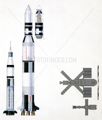 Diagram of Saturn rockets  Skylab launch vehicles  1973.