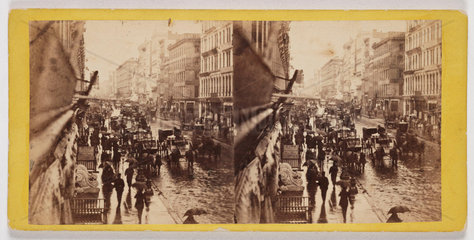 'Broadway on a Rainy Day  New York'  c 1860.
