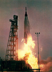 Launch of the Atlas rocket that carried astronaut John Glenn into orbit  1962.