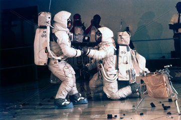 Apollo 12 astronauts Charles Conrad and Alan Bean during training  1969.