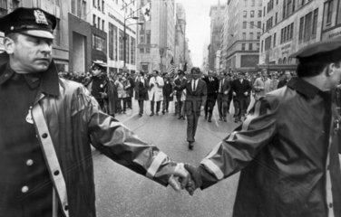 Robert Kennedy walking down Fifth Avenue  New York  March 1968.