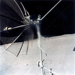 High gain communications antenna on a Lunar Rover on the Moon  1971-1972.