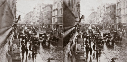 Stereoscopic view of Broadway  New York City  United States  c 1860.