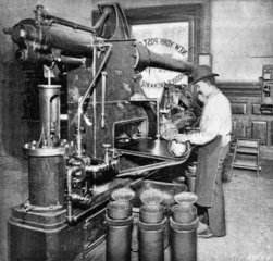 Pneumatic mail tube receiver at New York City Post Office  1897.
