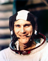 Apollo 16 astronaut Thomas Mattingly in spacesuit  1971.