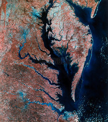 Landsat image of Chesapeake Bay  United States  1980s.